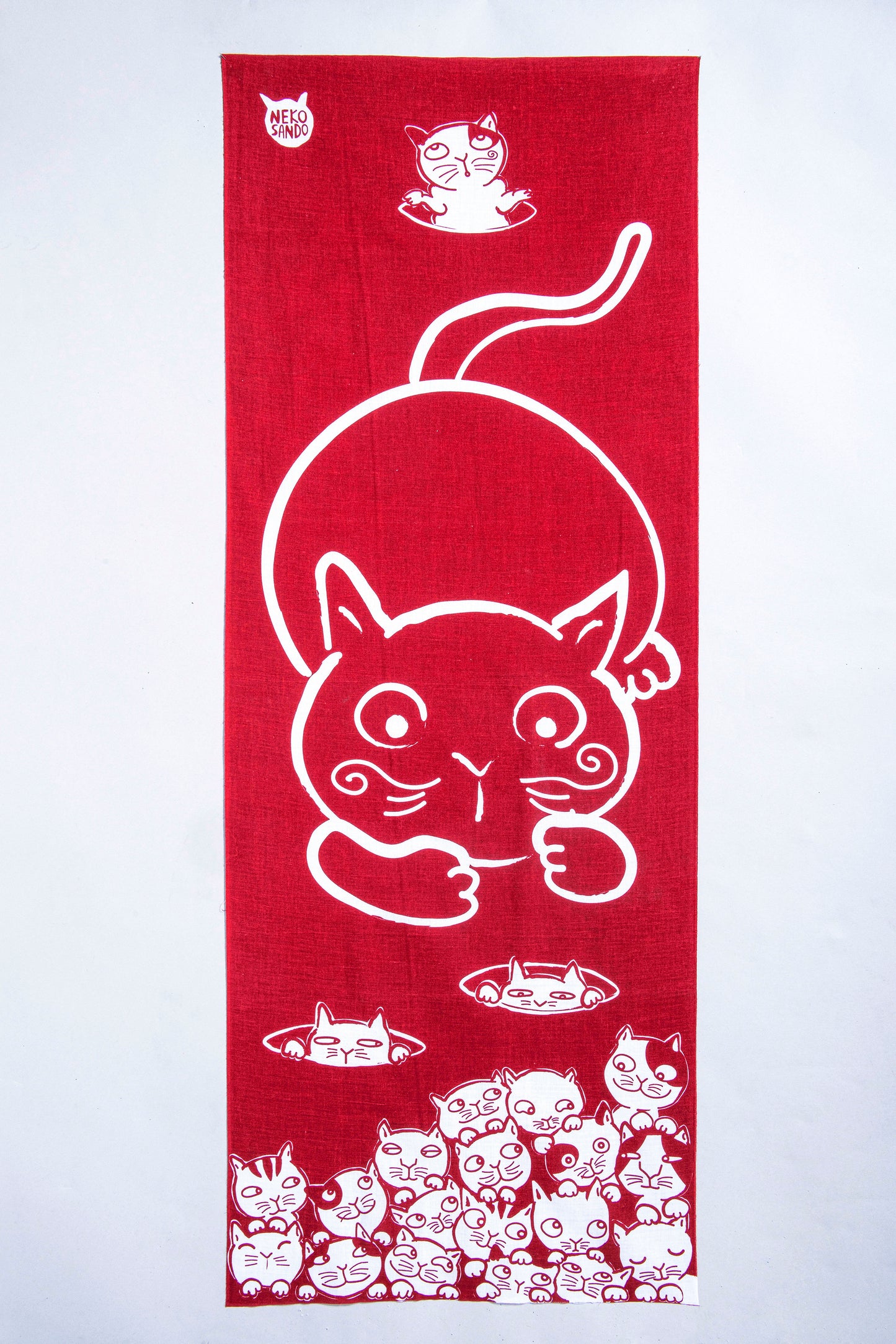 【neko sando】手ぬぐい 赤